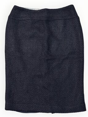 MOULINETTE SOEURS Midnight Dark Navy Blue Textured Pencil Skirt Wool Blend 6